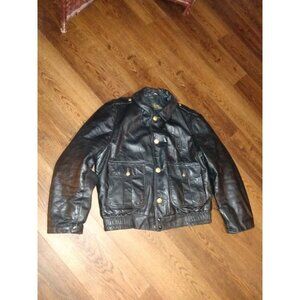 Vintage 80s Leather Police Jacket Size 44 Kale Uniforms Chicago